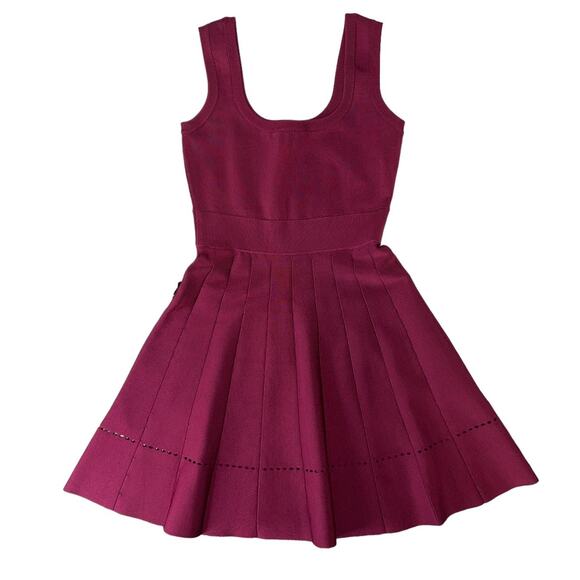 NEW NWT Herve Leger Fit and Flare Maroon Mini Dress Size Large - Picture 5 of 15